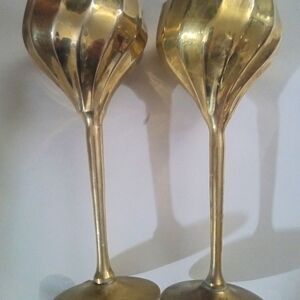 Vintage  Tall Brass Goblets 8 inches
